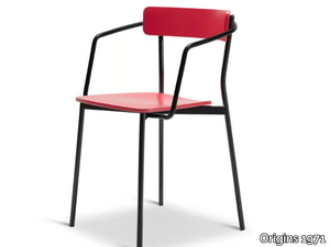 KAT METAL 303-M - Stackable steel chair with armrests open back _ Origins 1971