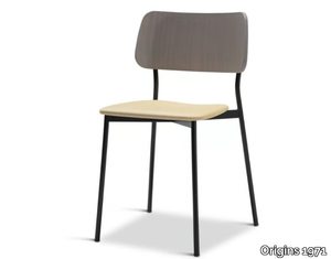 TULA METAL 319-M - Stackable steel chair with beech back _ Origins 1971