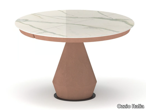 LYCOS - Extending round Marble Glass table _ Ozzio Italia