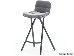 MILO - High leather stool with back _ Ozzio Italia