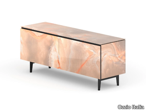 PLANA - Marble Glass sideboard with sliding doors _ Ozzio Italia