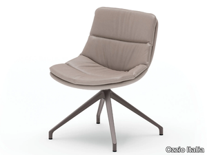 SVEVA - Swivel trestle-based leather chair _ Ozzio Italia