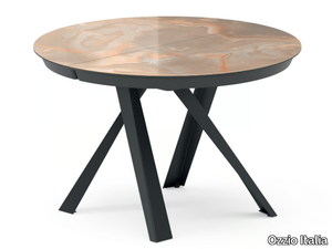 EMISFERO - Extending round Marble Glass table _ Ozzio Italia