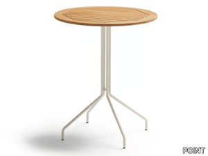 WEAVE - Round teak high table _ POINT