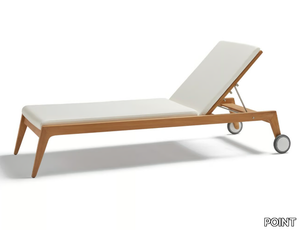 PARALEL - Recliner teak sun lounger with castors _ POINT