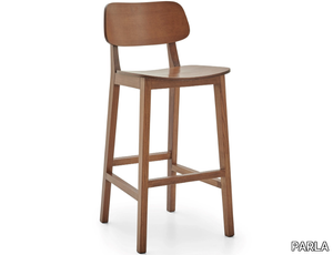 MATE V - High solid wood stool with back _ PARLA