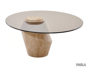 MAWE - Round glass and marble coffee table _ PARLA