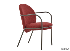 OYSTER WA - Upholstered stainless steel chair with armrests _ PARLA