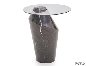 MAWE - Round glass and marble side table _ PARLA