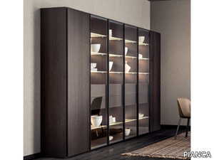 SPAZIOTECA - Sectional wood and glass bookcase with drawers _ PIANCA