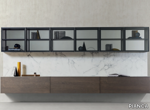 SPAZIO 03 - Sectional marble and wood storage wall _ PIANCA