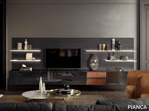 SPAZIO 05 - Sectional wooden storage wall _ PIANCA