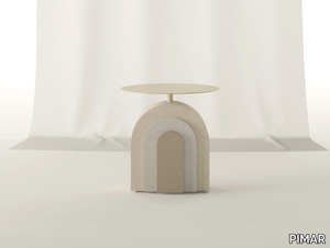 ARCO - Natural stone coffee table for living room with metal top _ PIMAR
