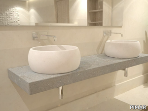 L8 - Countertop round lecce stone washbasin _ PIMAR