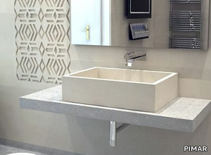 L9 - Countertop rectangular lecce stone washbasin _ PIMAR