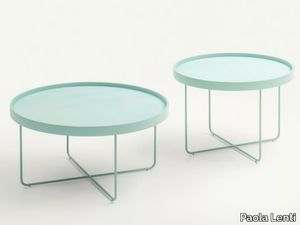 PASSEPARTOUT - Round steel and wood coffee table with tray _ Paola Lenti