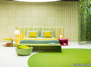 SILENT REPS - Fabric double bed with upholstered headboard _ Paola Lenti