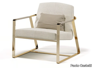 PARABOLICA - Sled base fabric easy chair with armrests _ Paolo Castelli