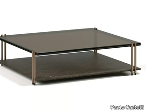 SOFT RATIO - Pitch stone and glass coffee table with storage compartment _ Paolo Castelli