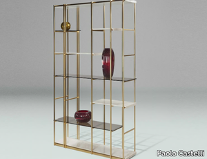 SOCRATE - Open bookcase in metal and marble _ Paolo Castelli