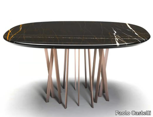 FOR HALL - Square table in marble and metal _ Paolo Castelli