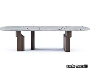 KENYA - Rectangular marble table with wooden base _ Paolo Castelli