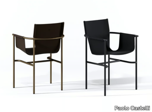 U Chair - Tanned leather chair with armrests _ Paolo Castelli