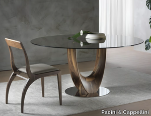 AXIS - Round wood and glass table _ Pacini & Cappellini