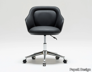 ANKARA - Leather office armchair with armrests and 5-Spoke base _ Papell Design