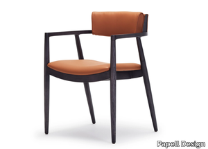 DAZZLE - Leather and ash chair with armrests _ Papell Design