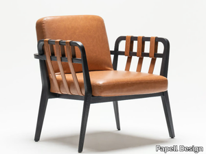 EATON - Leather easy chair with armrests _ Papell Design