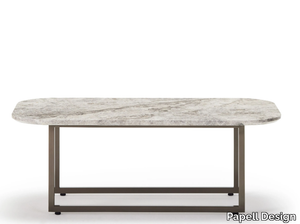 KATALANA - Rectangular low brass coffee table with marble top _ Papell Design