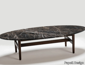 URIAH - Oval low ash coffee table with marble top _ Papell Design