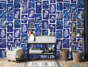 CYANOTYPE BOTANICUM - Panoramic wallpaper _ PaperMint