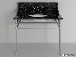 MARBLE & METAL - Console oval marble washbasin with towel rail _ Park Avenue