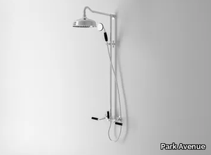 DARK BLACK - Wall-mounted shower panel with overhead shower _ Park Avenue