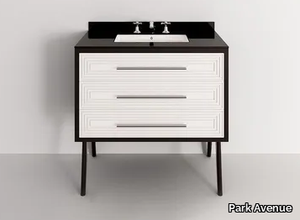 MAZE 1S - Single wood and glass vanity unit with integrated washbasin _ Park Avenue