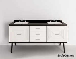 MAZE 3S - Double wood and glass vanity unit with integrated washbasin _ Park Avenue