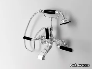 DARK BLACK - 2 hole wall-mounted bathtub tap with hand shower _ Park Avenue