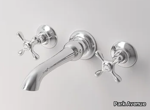 JAMES - Deco 3 hole wall-mounted washbasin tap with pop up waste _ Park Avenue