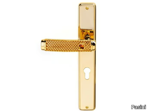 DREAM JEWELLERY - Brass door handle on back plate with lock _ Pasini