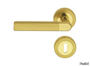 EXPO 2 FASHION - Brass door handle on rose with lock _ Pasini