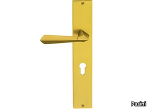 BERMUDA FASHION - Brass door handle on back plate with lock _ Pasini