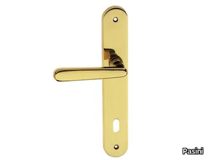 DELTA EASY - Brass door handle on back plate with lock _ Pasini