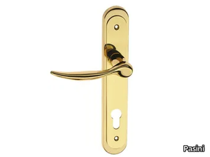 GALAXY FASHION - Brass door handle on back plate with lock _ Pasini