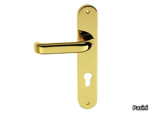 ELECTRA FASHION - Brass door handle on back plate with lock _ Pasini