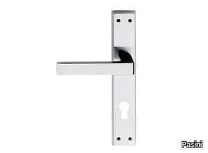 EMIR EASY - Brass door handle on back plate with lock _ Pasini