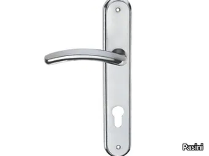 GIZA CLASSIQUE - Brass door handle on back plate with lock _ Pasini