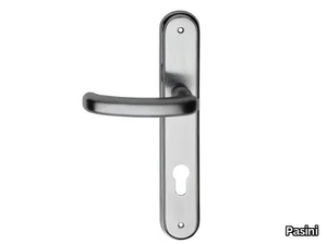 PIATTA EASY - Brass door handle on back plate with lock _ Pasini