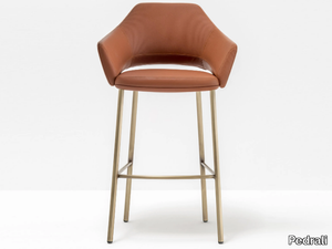 VIC 648 - High leather stool with armrests with back _ Pedrali